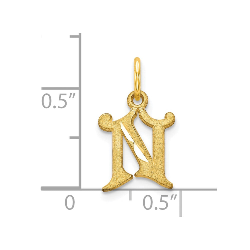 10K Yellow Gold Initial N Charm