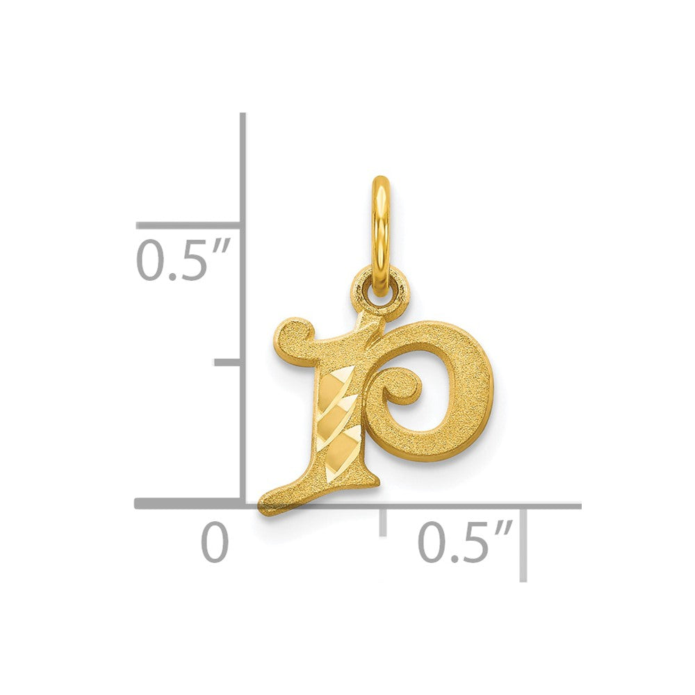 10K Yellow Gold Initial P Charm