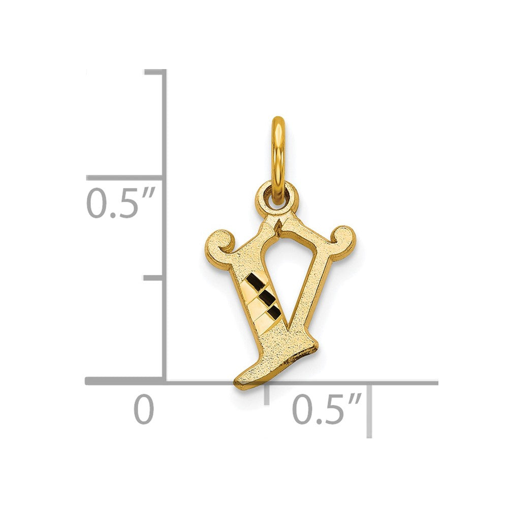 10K Yellow Gold Initial V Charm