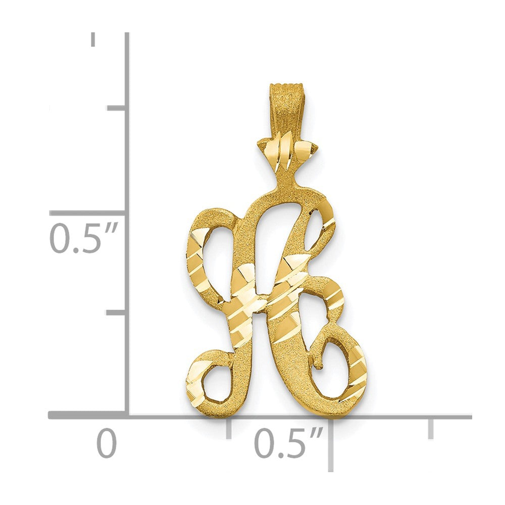 10K Yellow Gold Diamond-Cut Grooved Initial A Charm