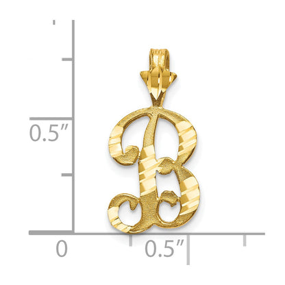 10K Yellow Gold Diamond-Cut Grooved Initial B Charm