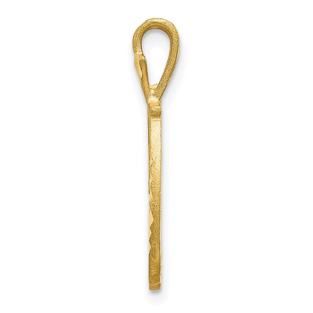 10K Yellow Gold Diamond-Cut Grooved Initial D Charm