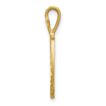 10K Yellow Gold Diamond-Cut Grooved Initial D Charm