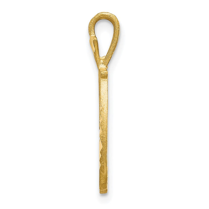 10K Yellow Gold Diamond-Cut Grooved Initial D Charm