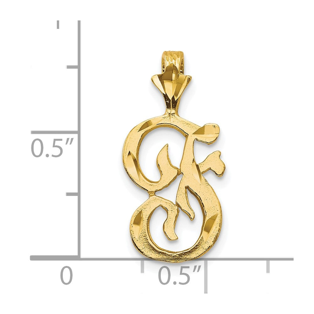 10K Yellow Gold Initial F Pendant