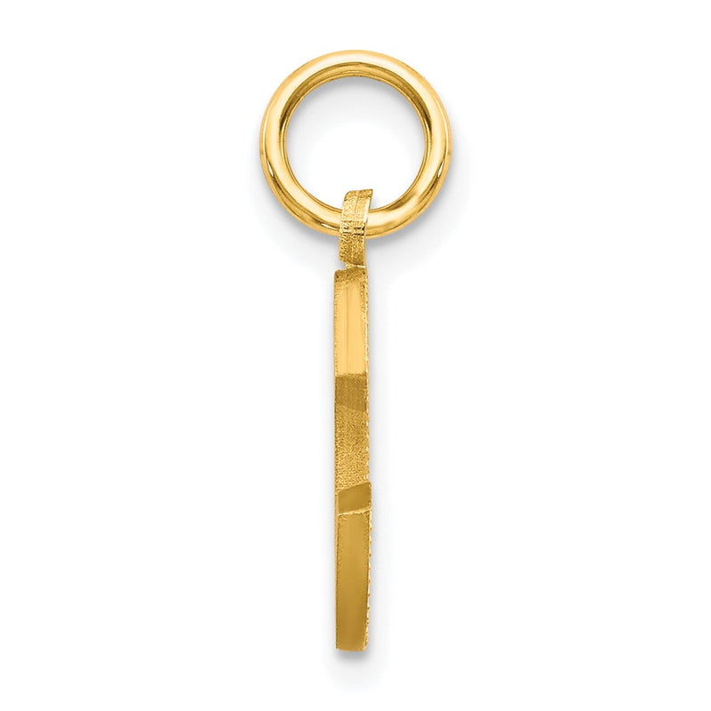 10K Yellow Gold Satin Diamond-Cut Initial C Charm