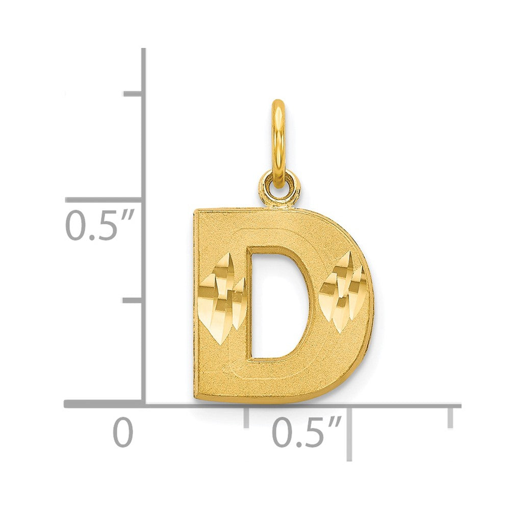 10K Yellow Gold Satin Diamond-Cut Initial D Charm