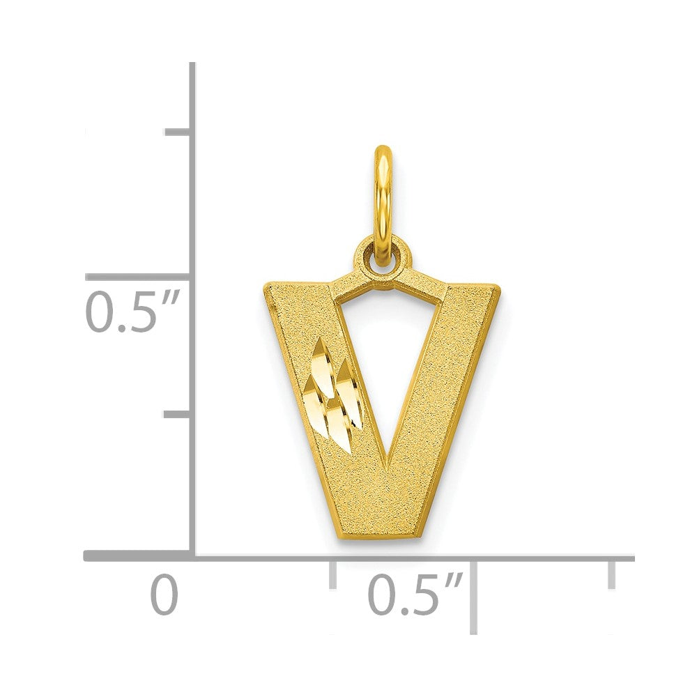 10K Yellow Gold Initial V Charm