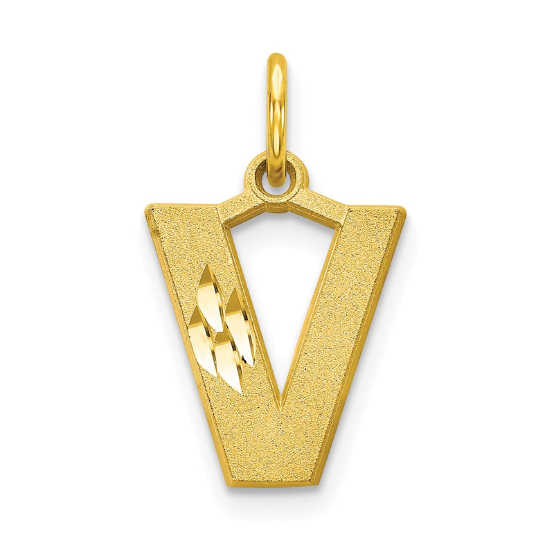 10K Yellow Gold Initial V Charm
