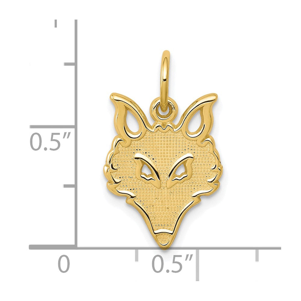 10K Yellow Gold Solid Flat Back Small Fox Head Charm