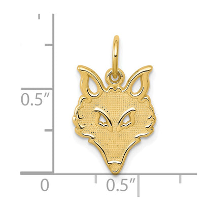 10K Yellow Gold Solid Flat Back Small Fox Head Charm