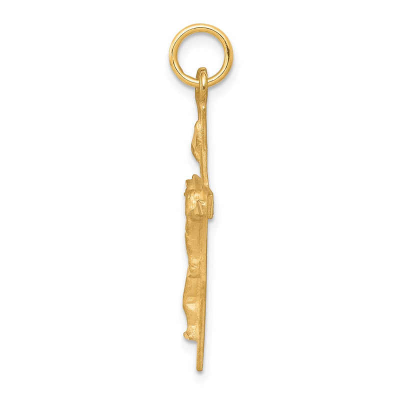 10K Yellow Gold Solid Polished Crucifix Pendant