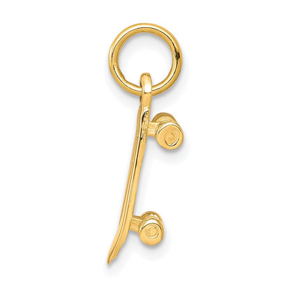 10K Yellow Gold Solid 3-D Skateboard Charm