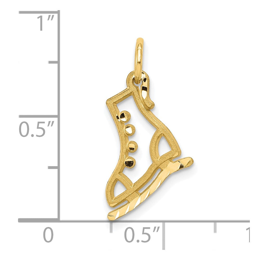 10K Yellow Gold Diamond-Cut Ice Skate Charm