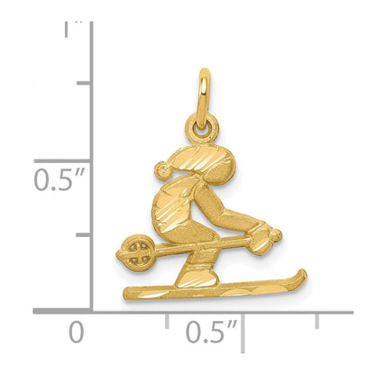 10K Yellow Gold Diamond-Cut Skier Charm
