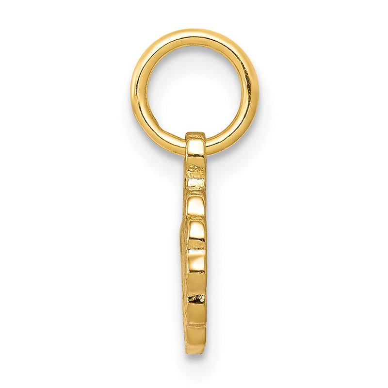 10K Yellow Gold Solid Satin Polished Our Lady Of Sorrows Disc Pendant