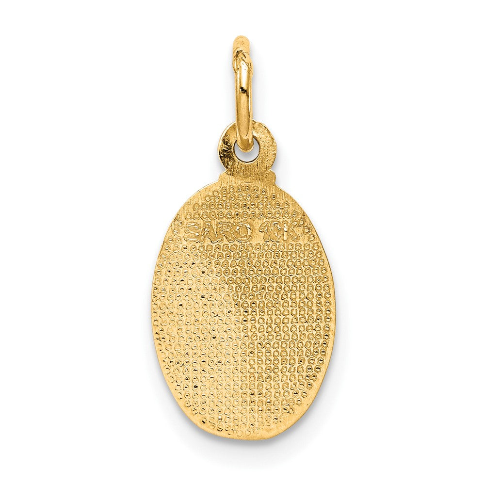 10K Yellow Gold Solid Satin Polished St. Christopher Pendant
