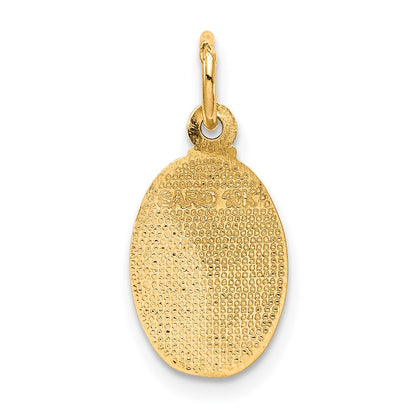 10K Yellow Gold Solid Satin Polished St. Christopher Pendant