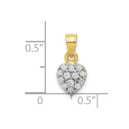 10K Yellow Gold Cz Cluster Heart Charm