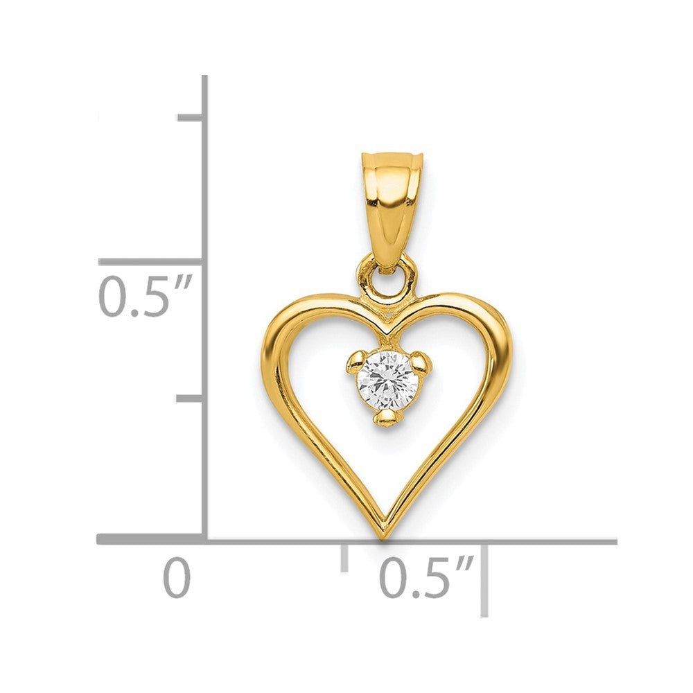 10K Yellow Gold Cz Heart Charm