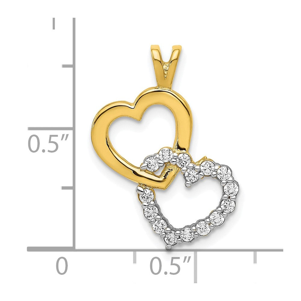 10K Yellow Gold Cz Heart Pendant