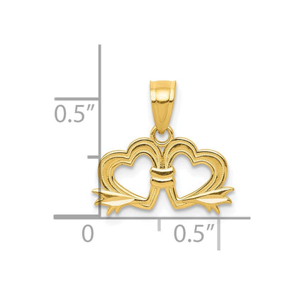 10K Yellow Gold Double Heart Charm