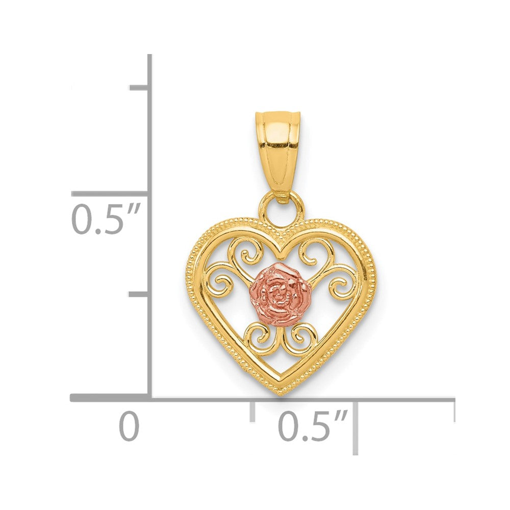 10K Two-Tone Small Heart Charm