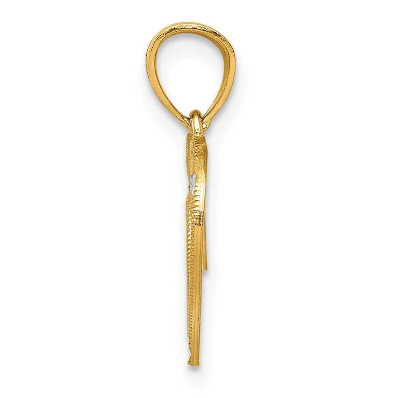 10K Yellow W/Rhodium Heart Charm