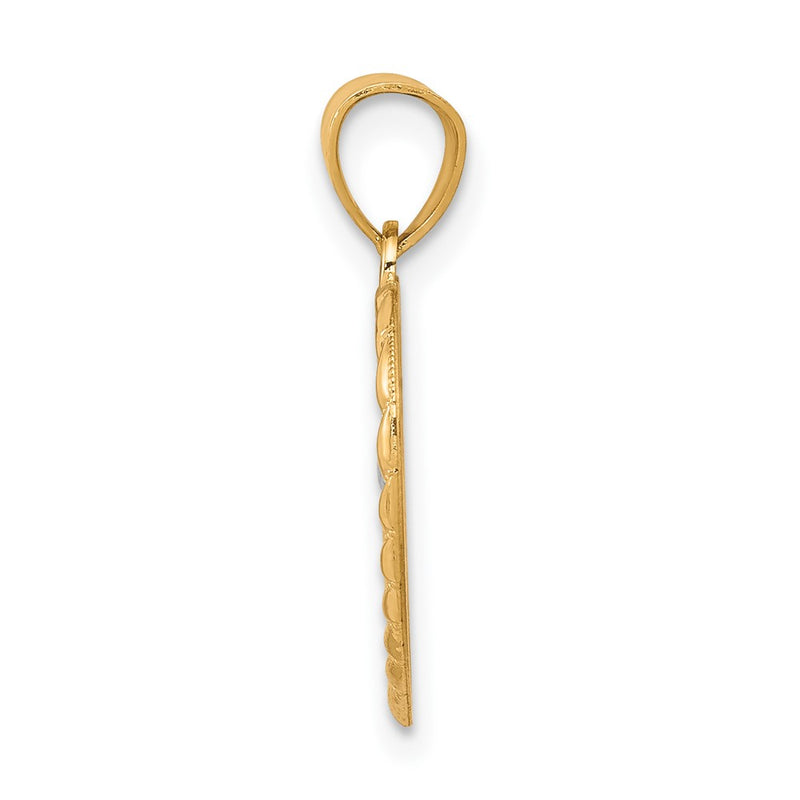10K Yellow W/Rhodium Teddy Bear Heart Charm