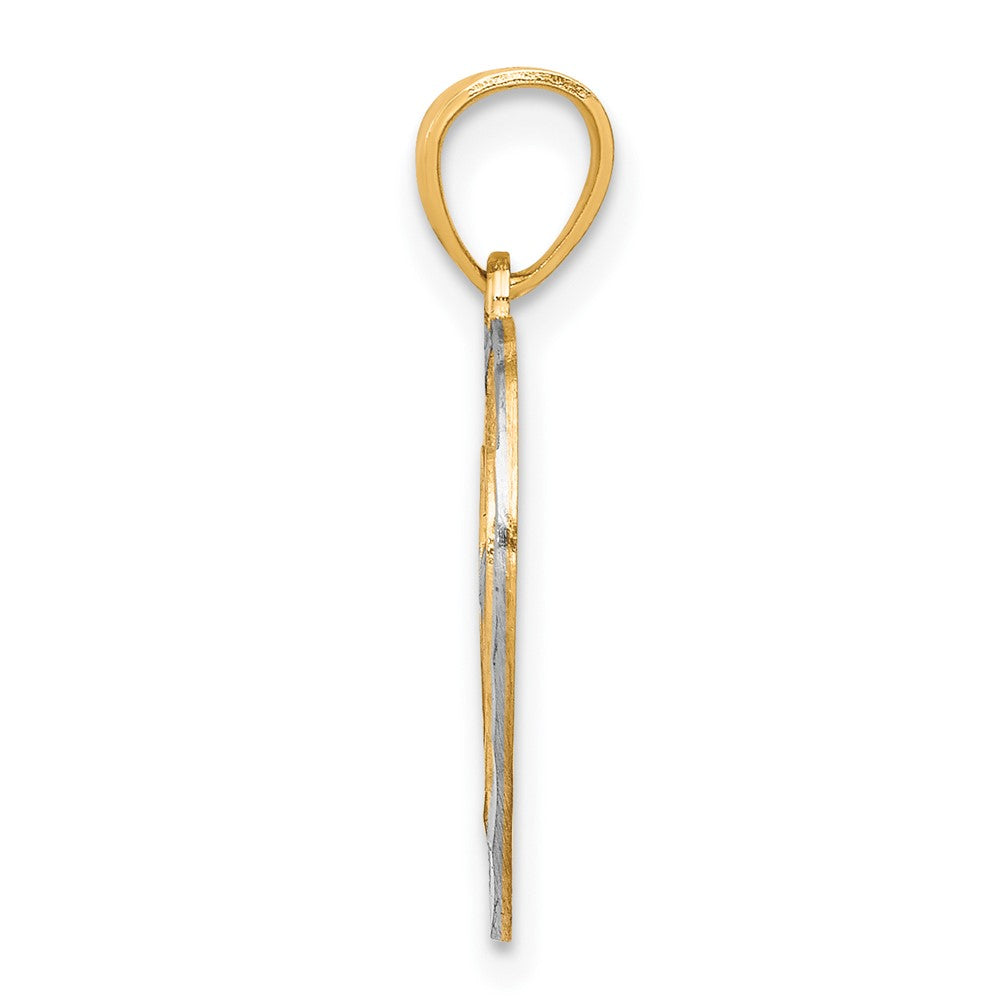 10K Yellow W/Rhodium Heart Charm