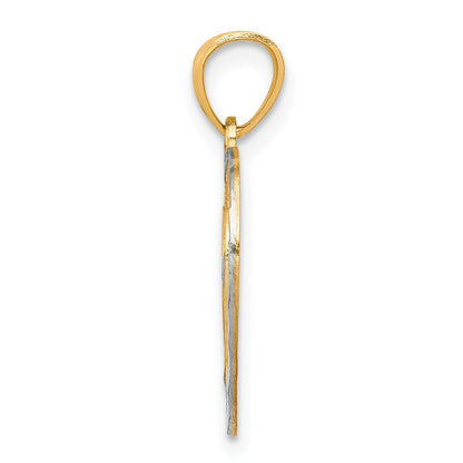 10K Yellow W/Rhodium Heart Charm