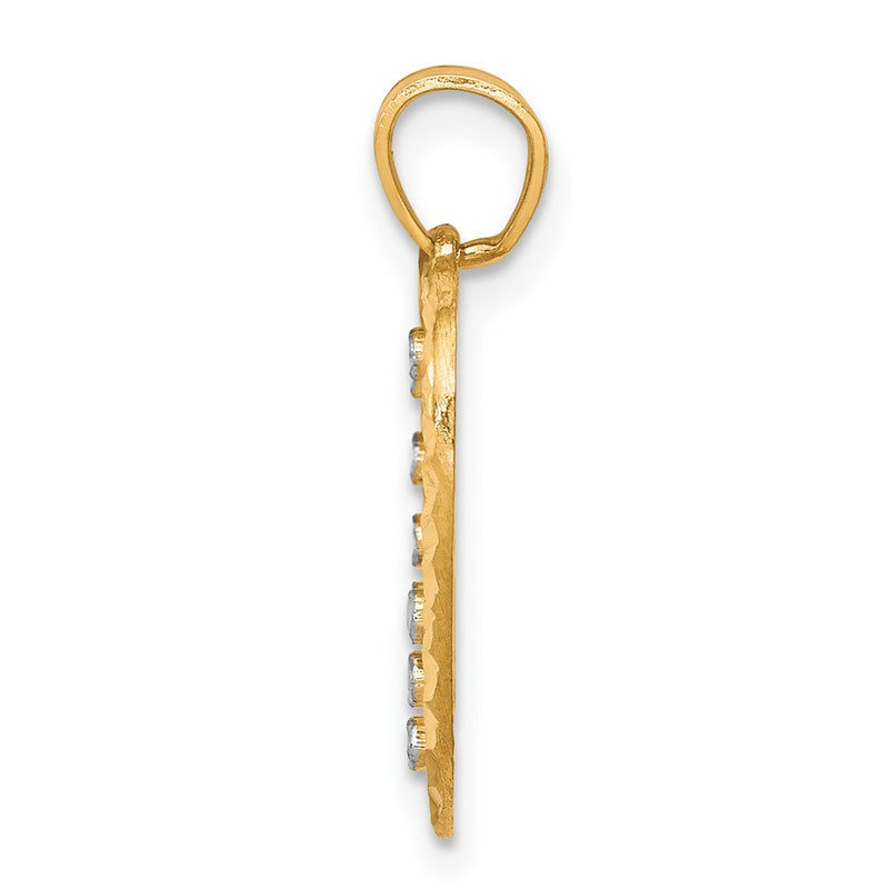 10K Yellow W/Rhodium Heart Charm