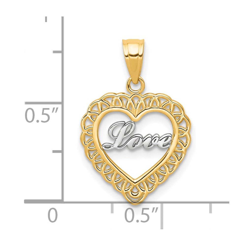 10K Yellow W/Rhodium W/ Rhodium Love Heart Charm