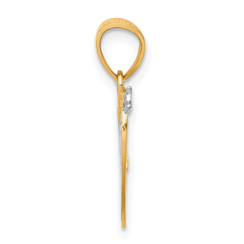 10K Yellow W/Rhodium W/ Rhodium I Love You Heart Charm