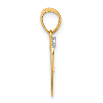10K Yellow W/Rhodium W/ Rhodium I Love You Heart Charm