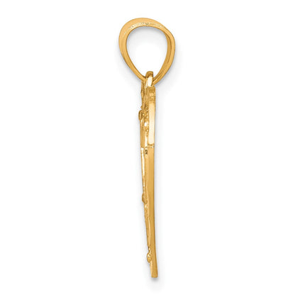 10K Yellow W/Rhodium & Rhodium Mom Heart Charm
