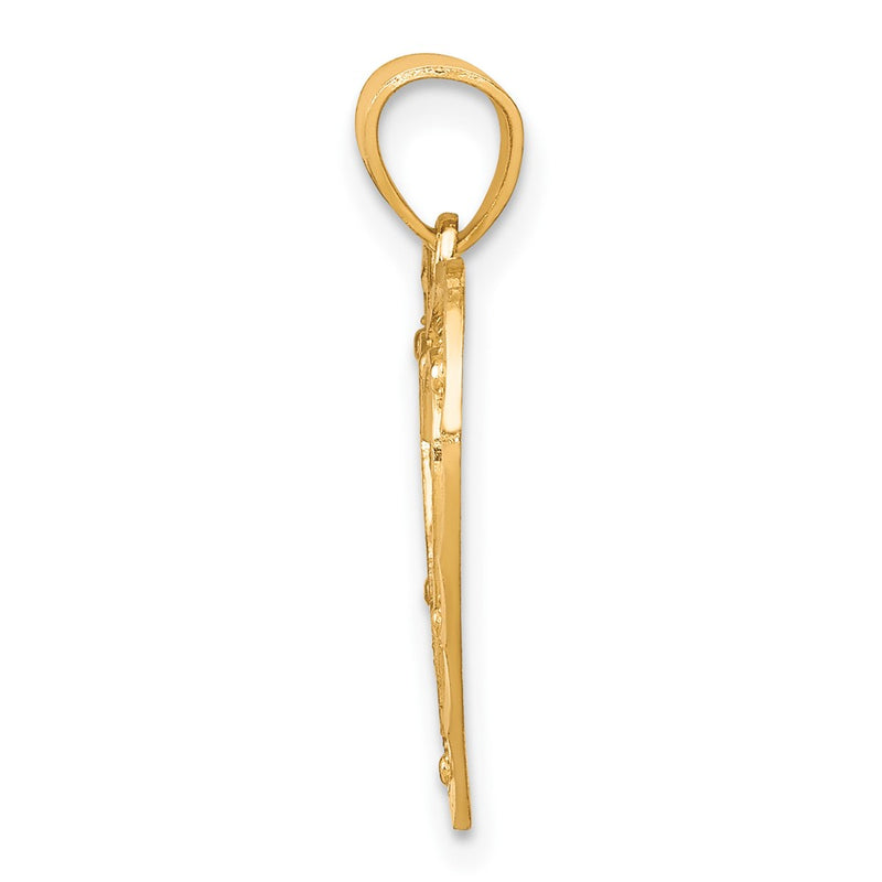 10K Yellow W/Rhodium & Rhodium Mom Heart Charm