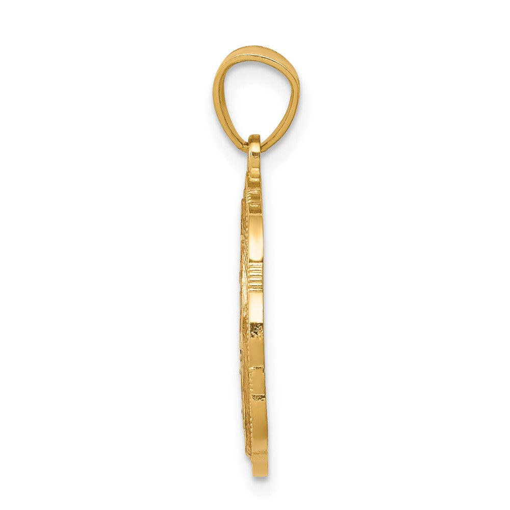 10K Two-Tone W/White Rhodium Sweet 15 Anos Oval Pendant