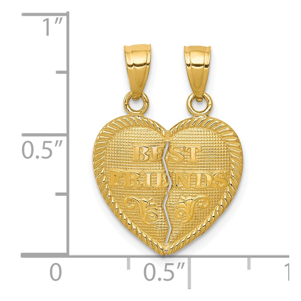 10K Yellow Gold Best Friends Break-A-Part Heart Pendant