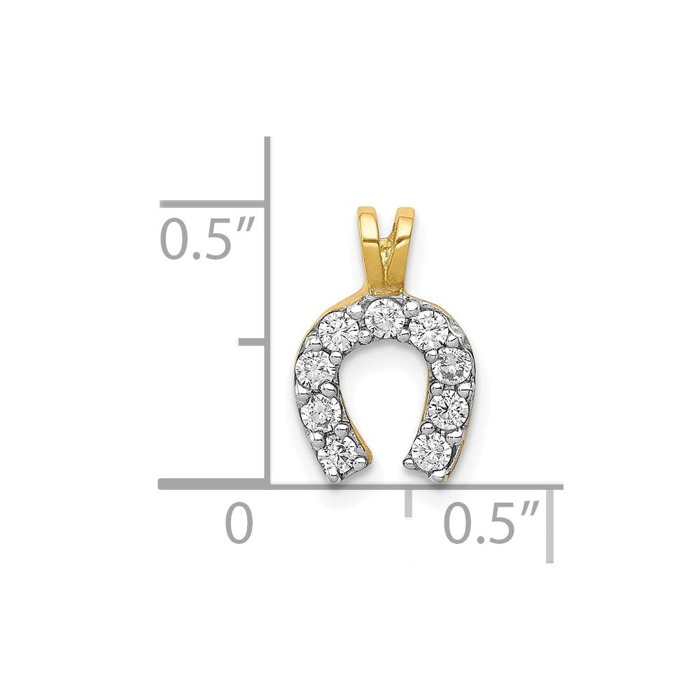 10K Yellow Gold Small Cz Horseshoe Charm