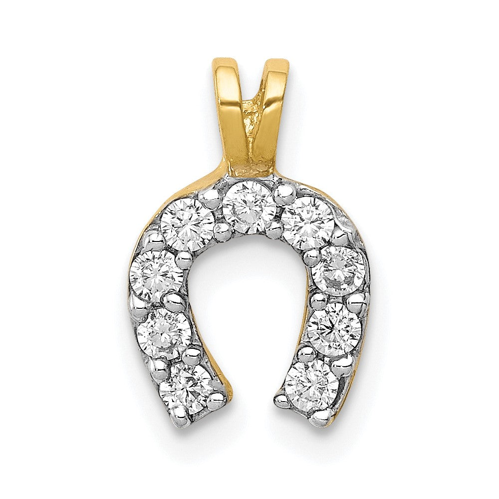 10K Yellow Gold Small Cz Horseshoe Charm