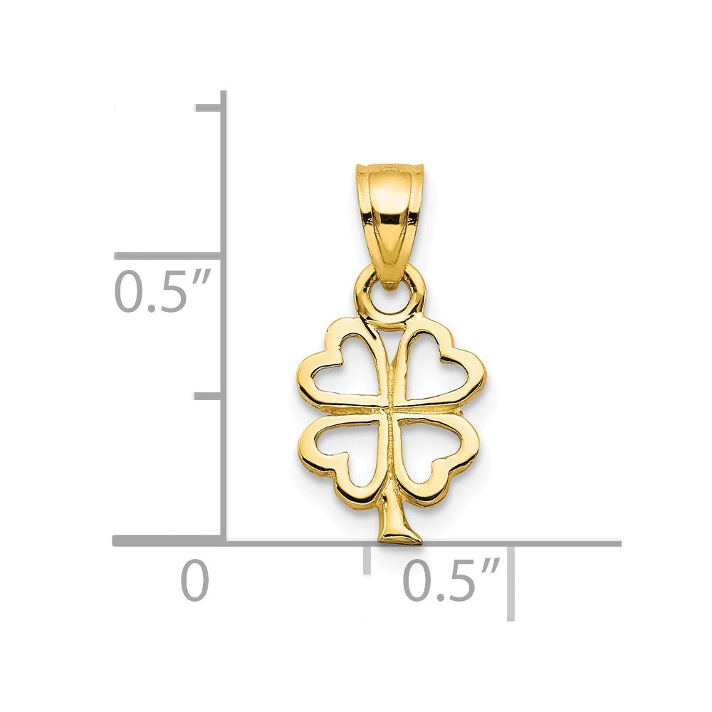 10K Yellow Gold Four Leaf Clover Charm