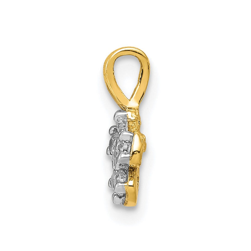 10K Yellow Gold Small Cz Flower Charm