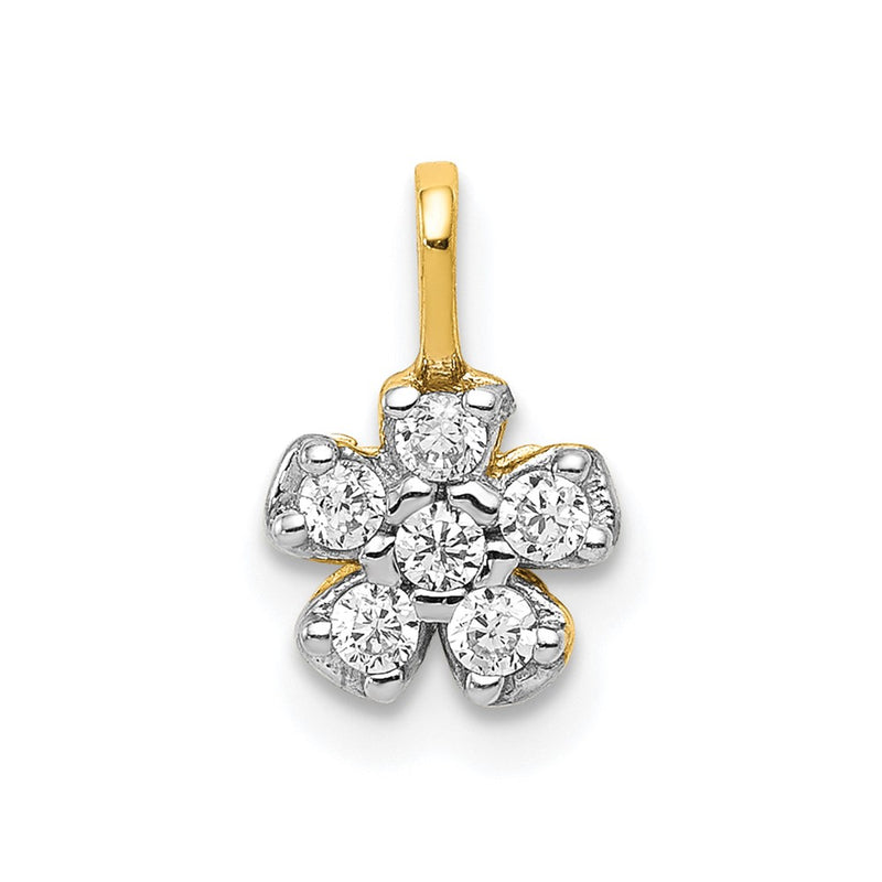10K Yellow Gold Small Cz Flower Charm