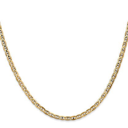 10K Yellow Gold 3mm Concave Anchor Chain Necklace