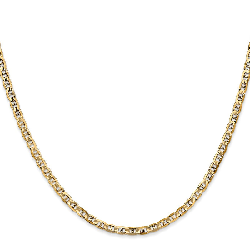 10K Yellow Gold 3mm Concave Anchor Chain Necklace
