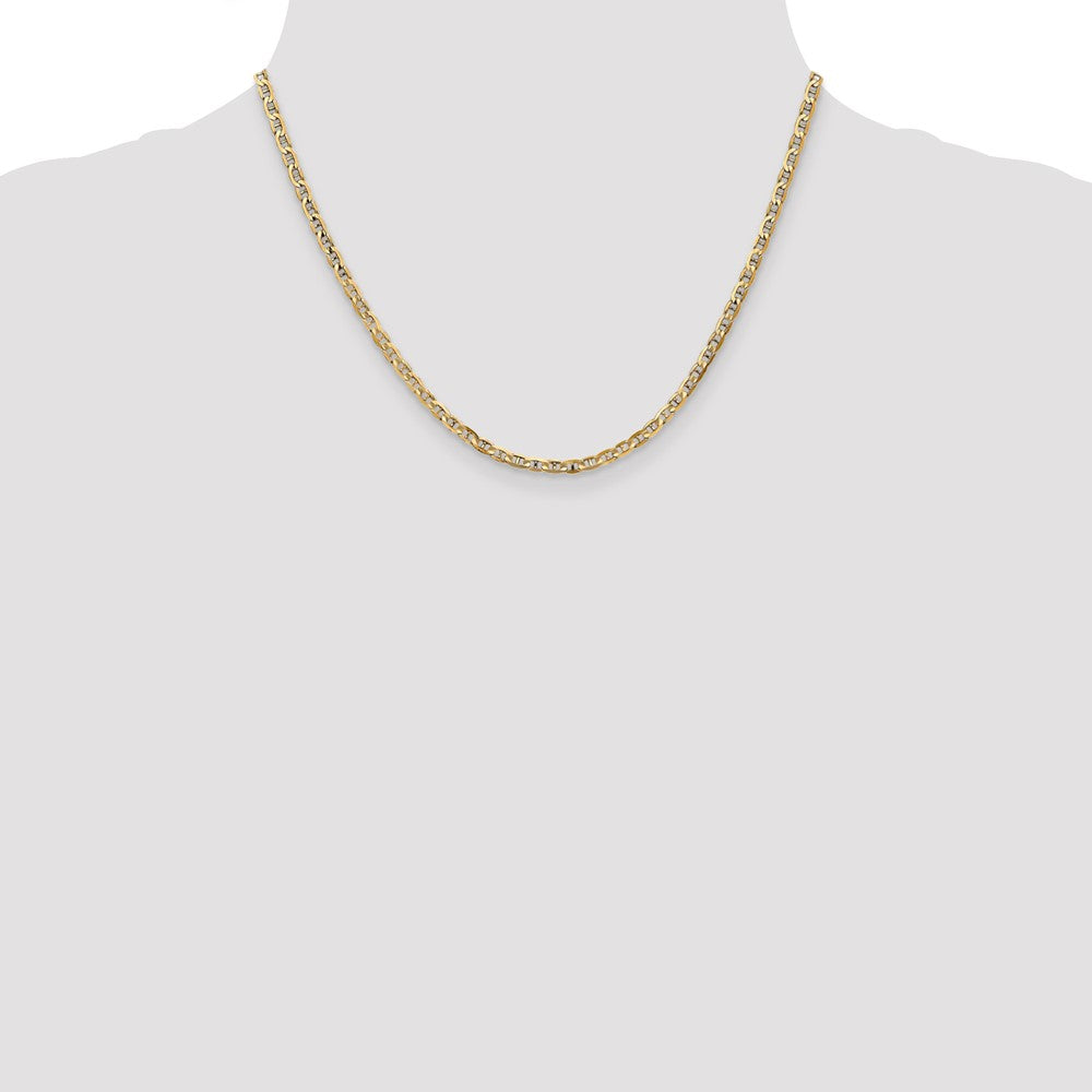 10K Yellow Gold 3mm Concave Anchor Chain Necklace