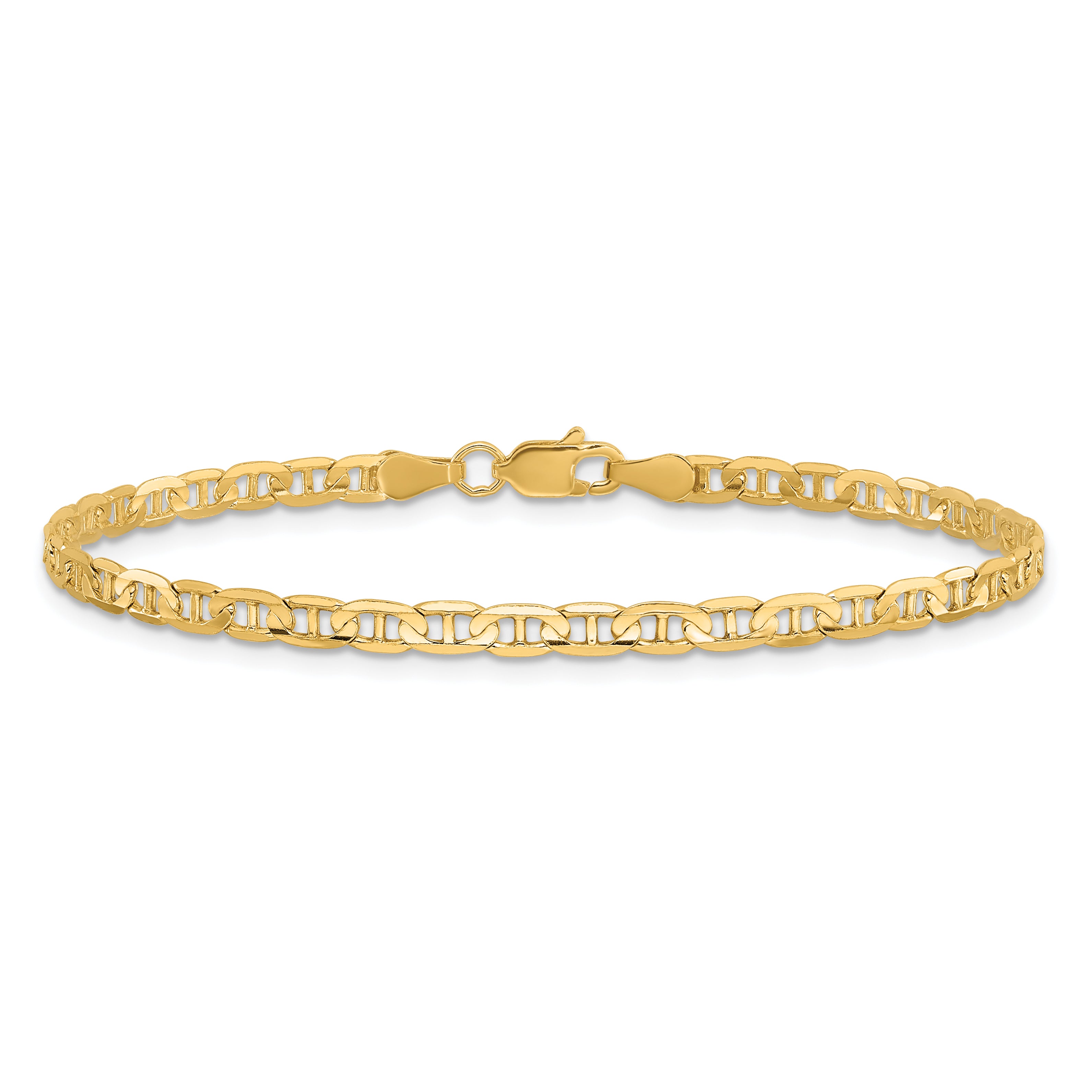 10K Yellow Gold 3mm Concave Anchor Chain