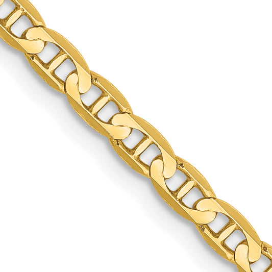 10K Yellow Gold 3mm Concave Anchor Chain