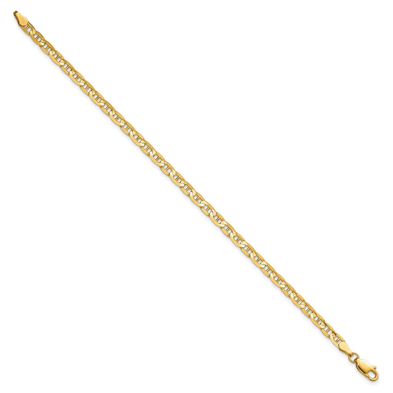 10K Yellow Gold 3.75mm Concave Anchor Chain Bracelet